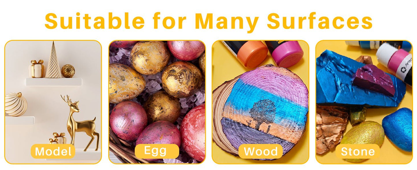 Artecho 20 Metallic Colours Acrylic Paint Set & 10pc Paint Brush Set - 59ml Bottles - Lifespace