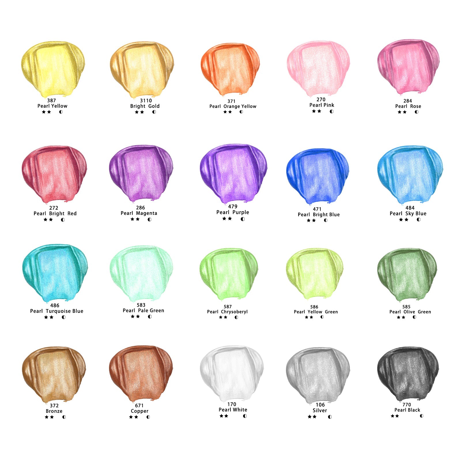 Artecho 20 Metallic Colours Acrylic Paint Set & 10pc Paint Brush Set - 59ml Bottles - Lifespace