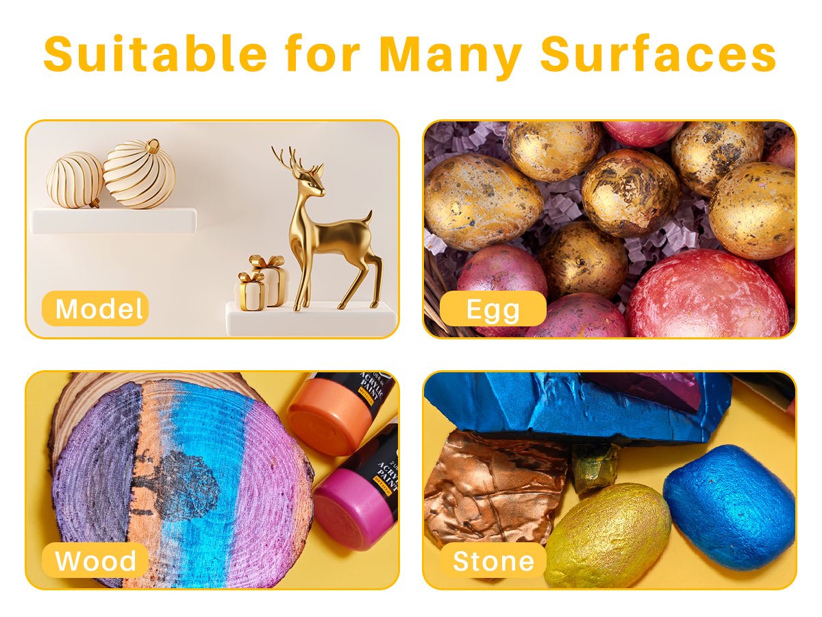 Artecho 20 Metallic Colours Acrylic Paint Set & 10pc Paint Brush Set - 59ml Bottles - Lifespace