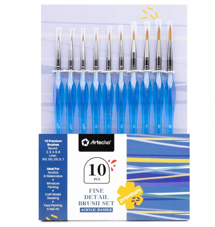 Artecho Artist 10pce Fine Detail Brush Set - Professional - Lifespace