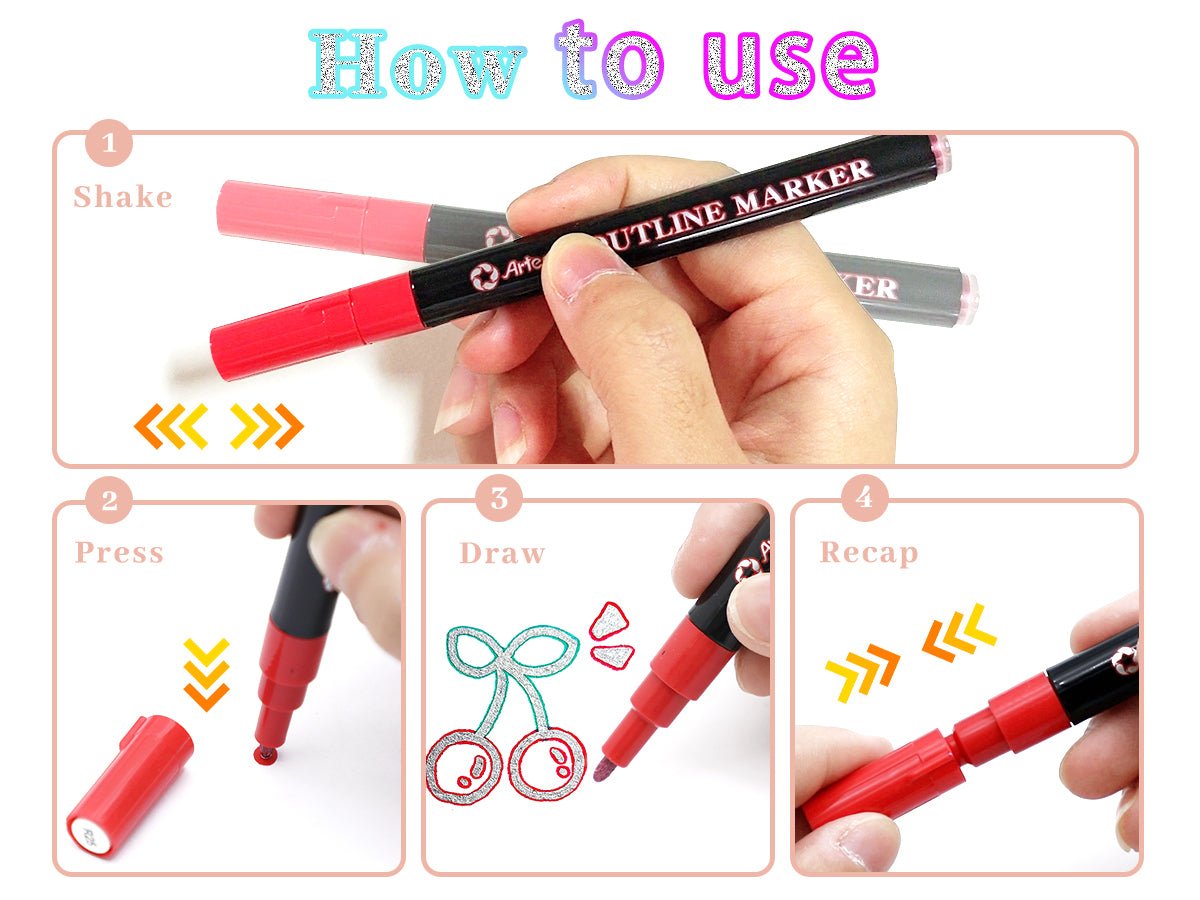 Artecho Double Tip Acrylic Marker Pen Set of 48 Colours - 0.5 - 5mm Line Width - Lifespace