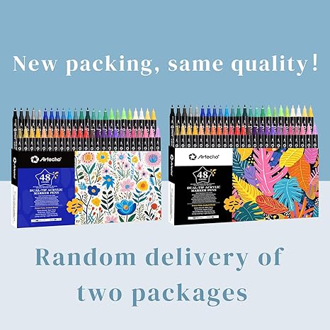 Artecho Double Tip Acrylic Marker Pen Set of 48 Colours - 0.5 - 5mm Line Width - Lifespace