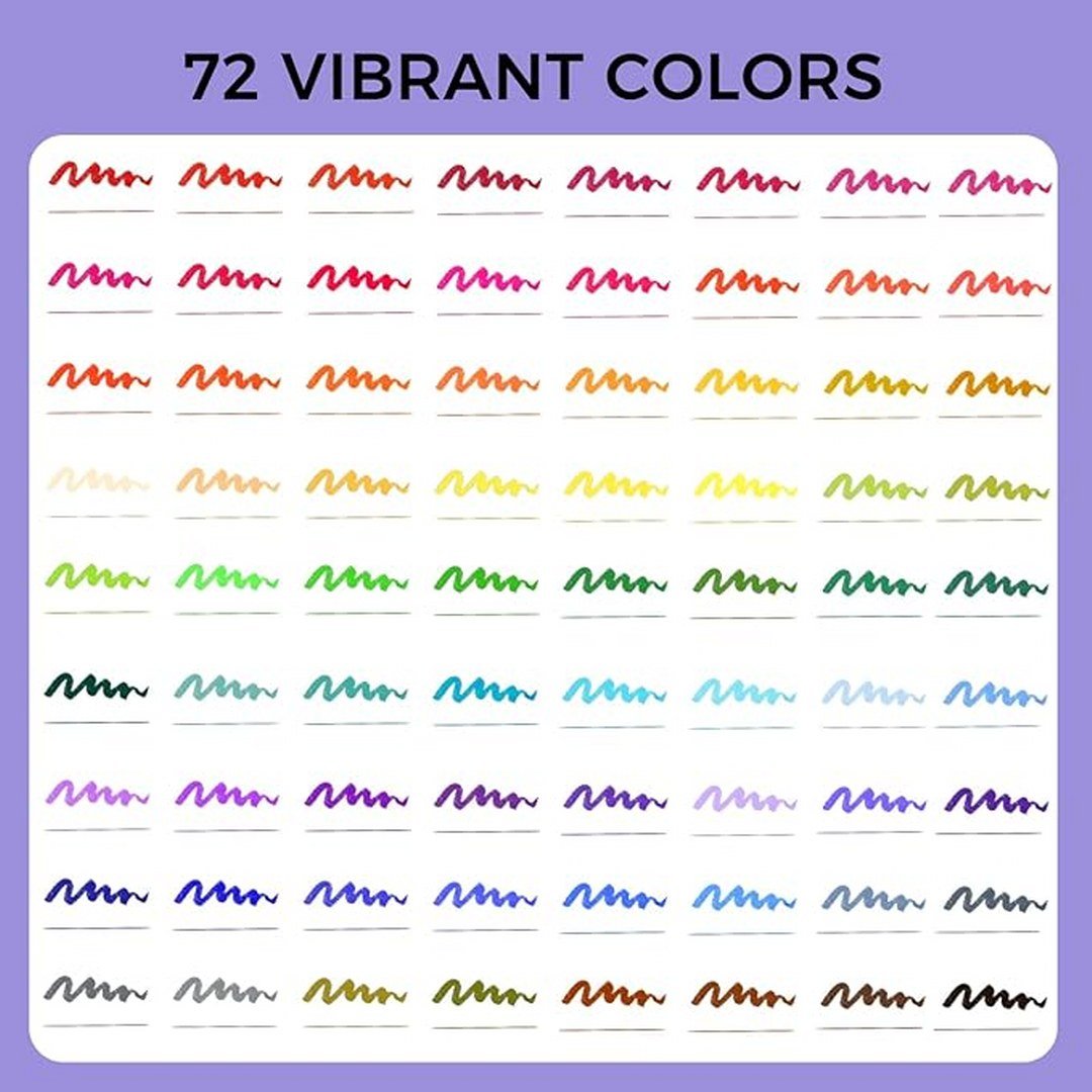 Artecho Dual - Tip Watercolour Brush Pens Set in a Custom Zip Pouch - 72 Colours - 0.4 - 2mm Line Width - Lifespace