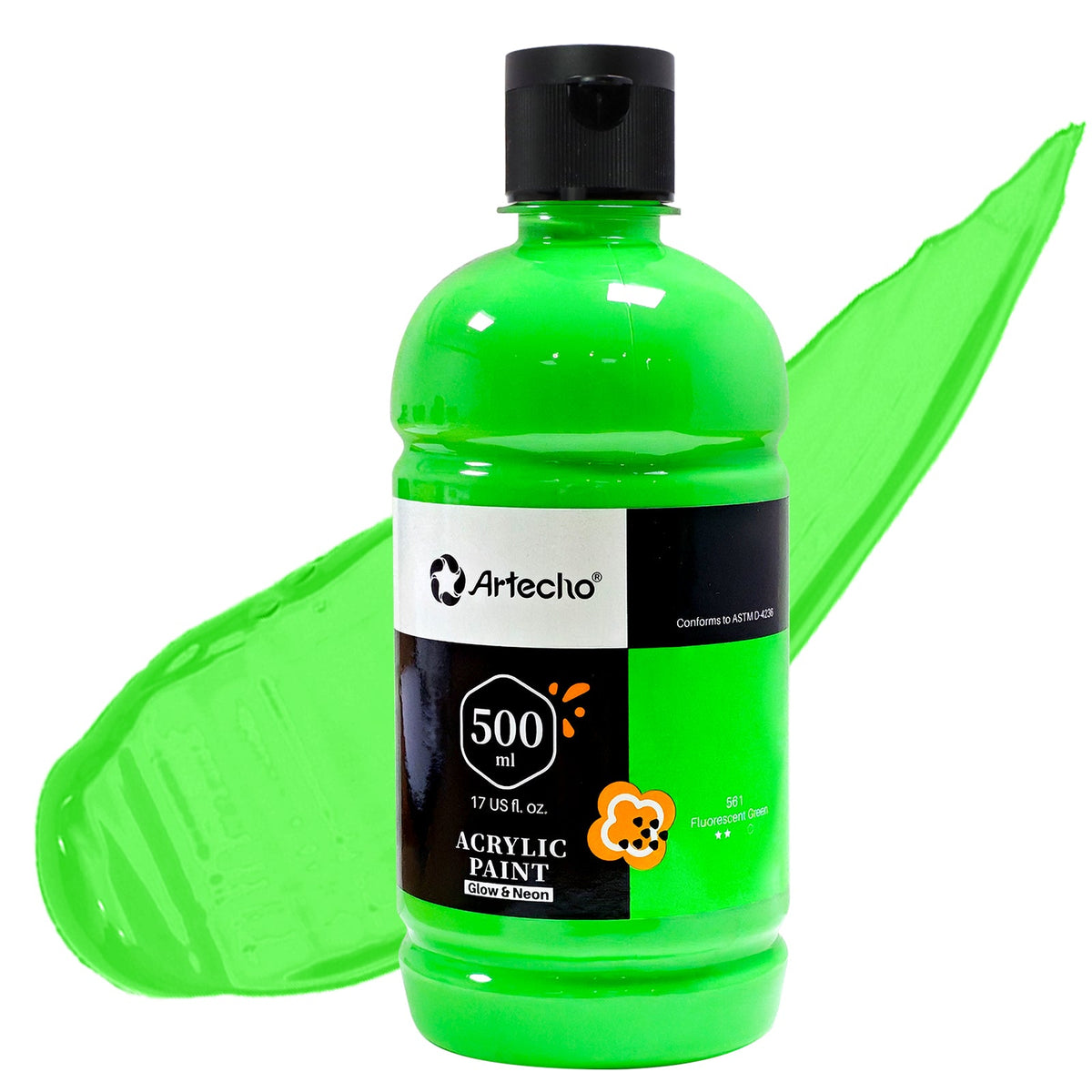Artecho Florescent Green Acrylic Neon Glow-In-The-Dark Paint - 500ml - Lifespace
