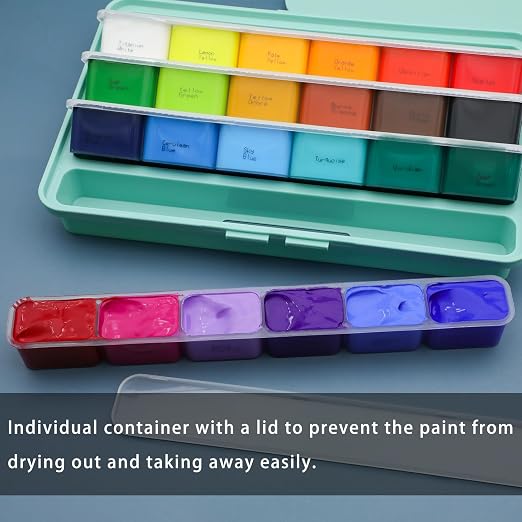 Artecho Gouache Paint Set, 24 Colours (30ml) with 10 Brushes & a Palette - Lifespace