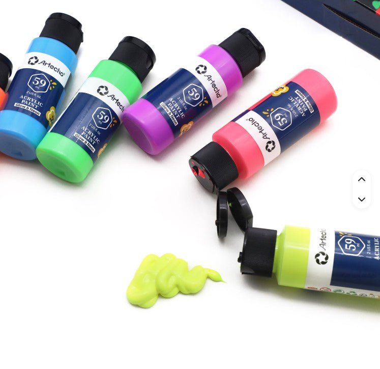 Artecho Neon Paint - Set of 6 Colours, 59ml Acrylic Paint - Lifespace