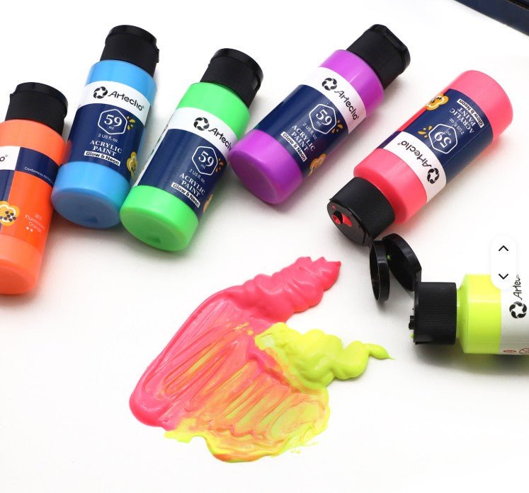 Artecho Neon Paint - Set of 6 Colours, 59ml Acrylic Paint - Lifespace