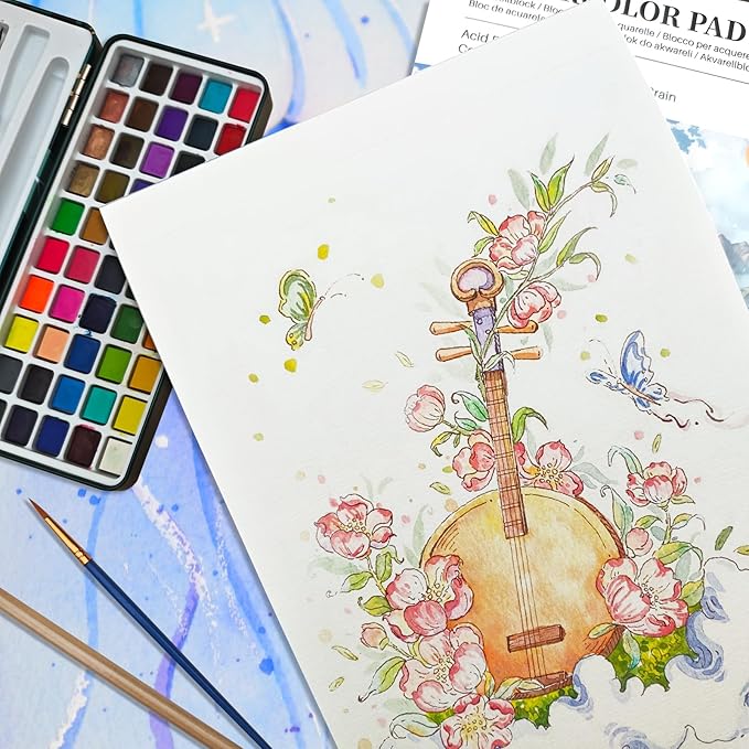 Artecho Professional A3 Watercolour Artists Pad with Watercolour Pen and Pencil - 40 Sheets - Lifespace