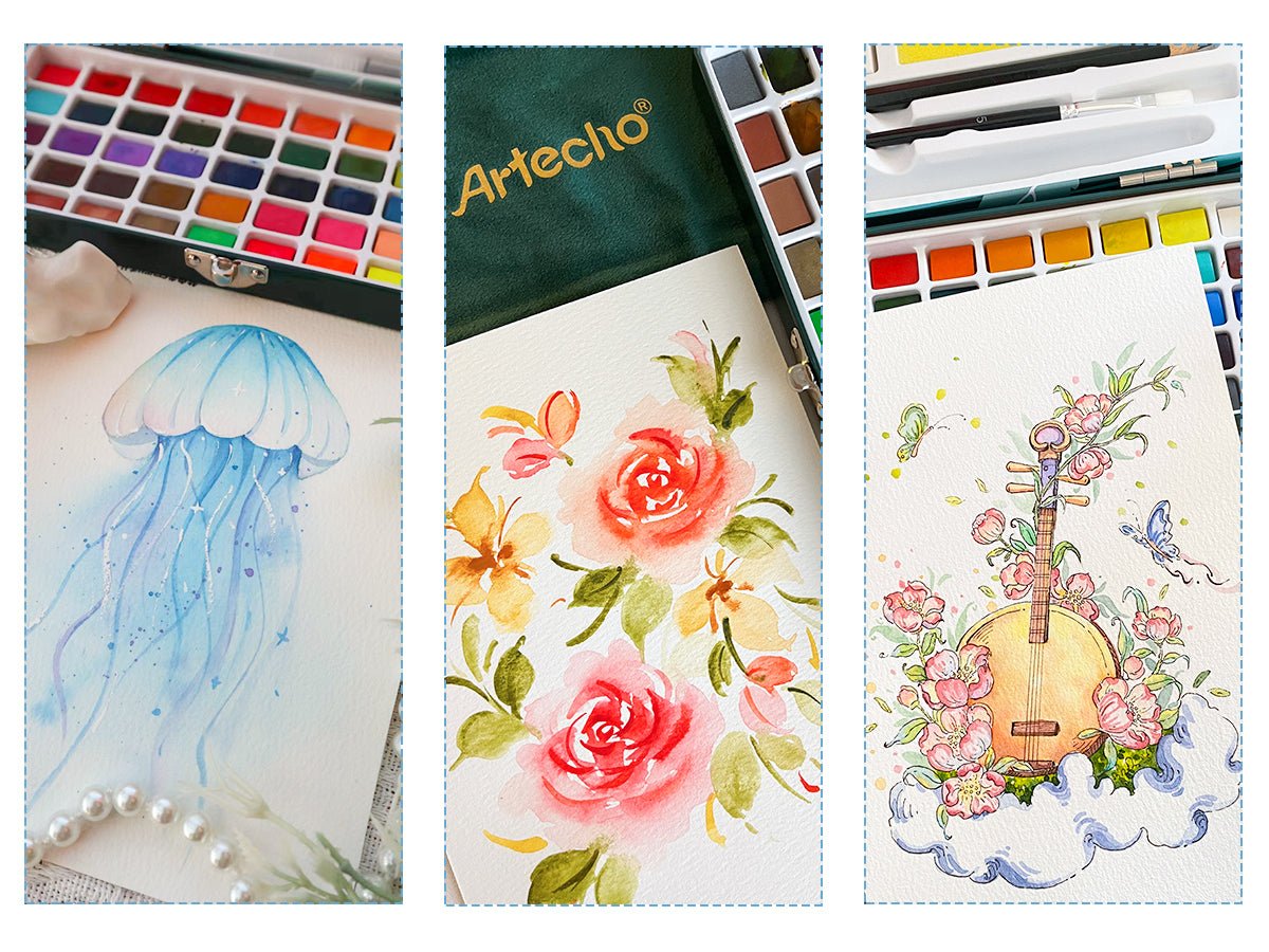 Artecho Professional A3 Watercolour Artists Pad with Watercolour Pen and Pencil - 40 Sheets - Lifespace