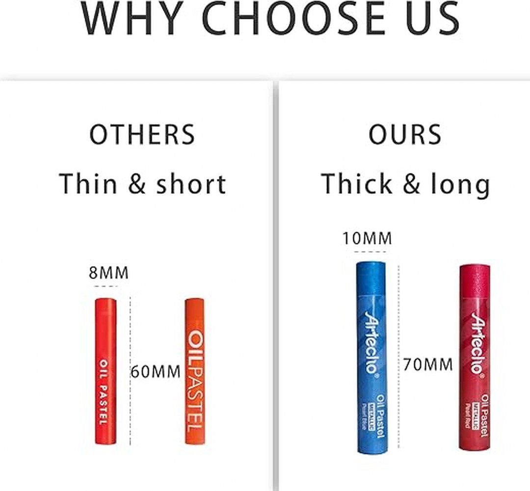 Artecho Soft Oil Pastel Set - 12 Metallic Colours - Lifespace