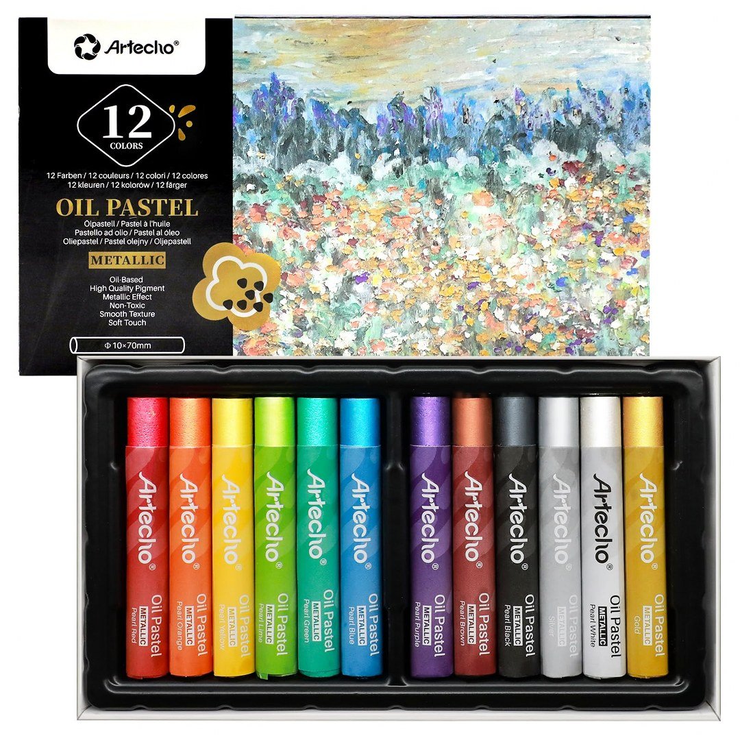 Artecho Soft Oil Pastel Set - 12 Metallic Colours - Lifespace