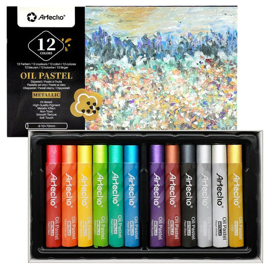 Artecho Soft Oil Pastel Set - 12 Metallic Colours - Lifespace