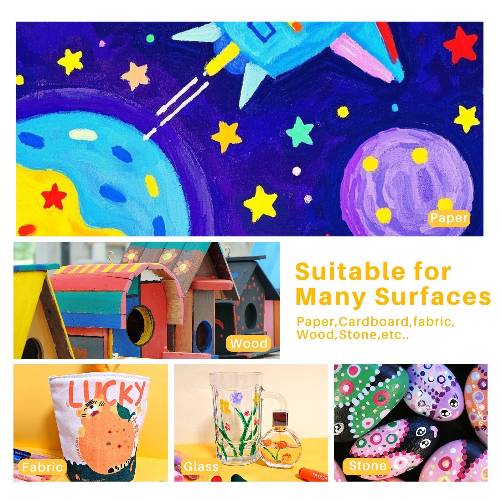 Artecho Tempera Paint Sticks, 36 Colours Incl. Primary, Pastel, Metallics, and Neon Colours - Lifespace