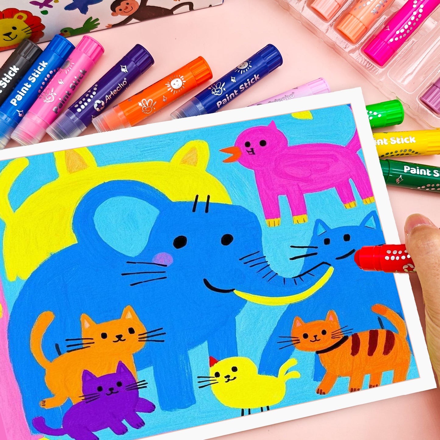 Artecho Tempera Paint Sticks, 36 Colours Incl. Primary, Pastel, Metallics, and Neon Colours - Lifespace