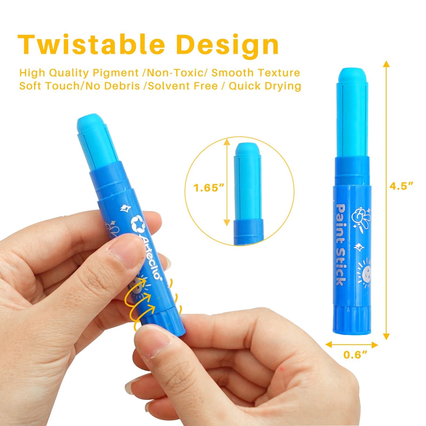 Artecho Tempera Paint Sticks, 36 Colours Incl. Primary, Pastel, Metallics, and Neon Colours - Lifespace