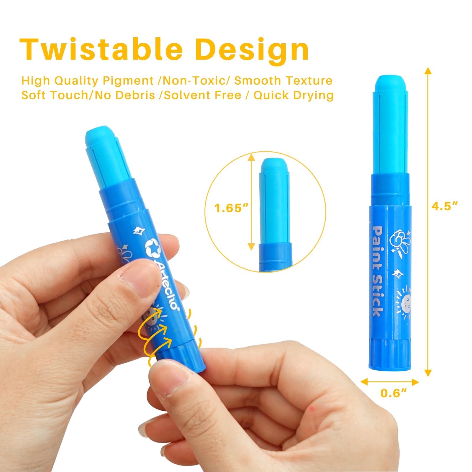 Artecho Tempera Paint Sticks, 36 Colours Incl. Primary, Pastel, Metallics, and Neon Colours - Lifespace