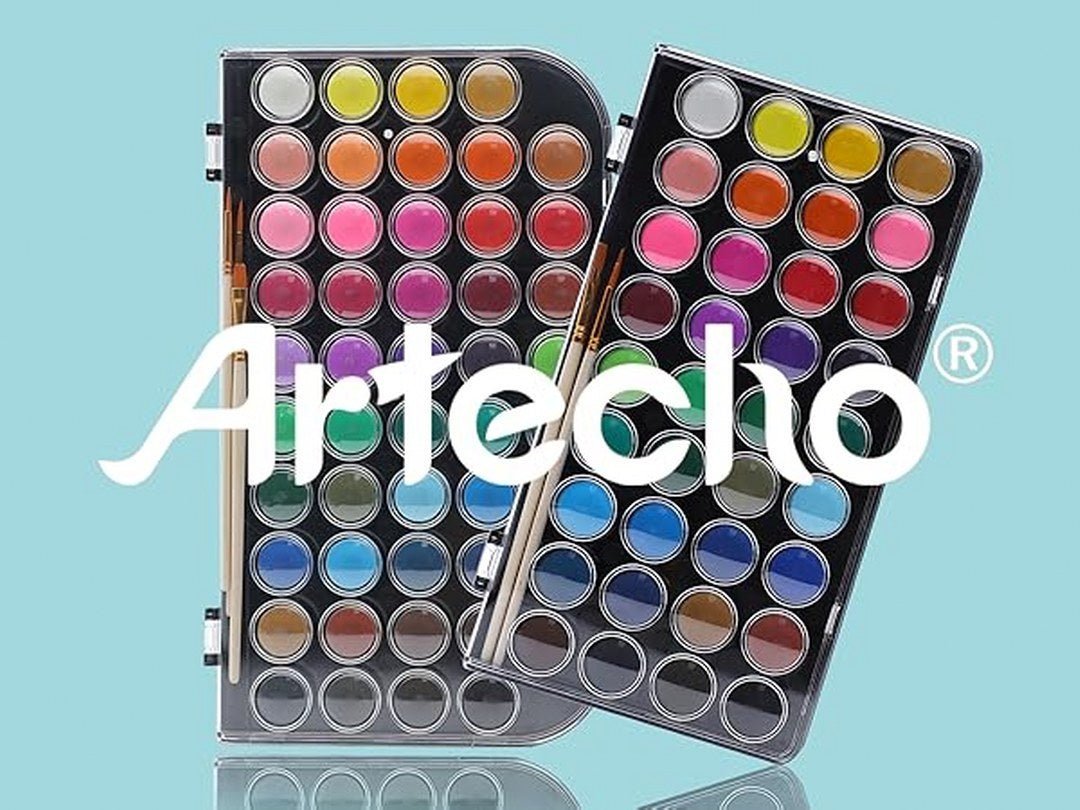 Artecho Watercolour Paint Set with 3 Brushes in a Plastic Case - Student 48 Colour - Lifespace
