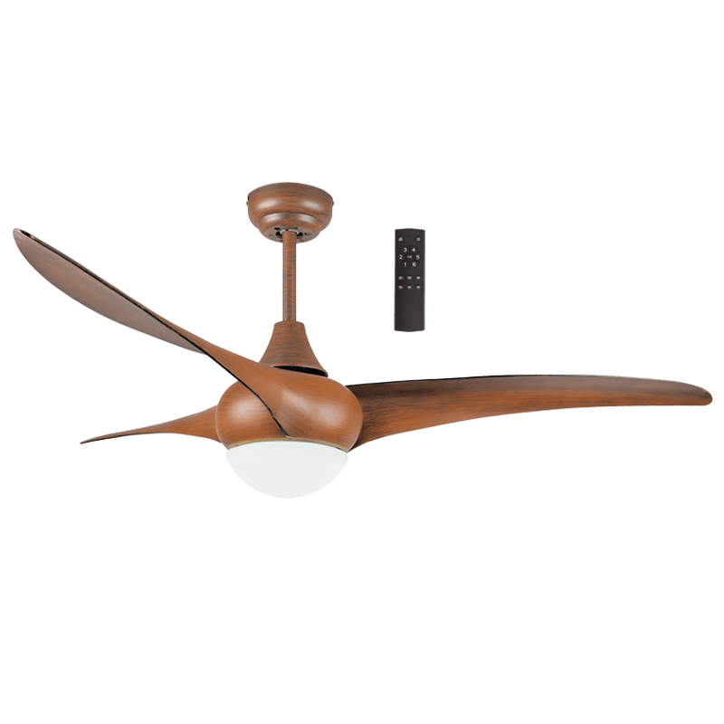 Ceiling Fan Steel and Acrylic, Wood Finish 58W Copper Coil Motor 3 ABS Blades 52'' (132CM) Remote - Lifespace
