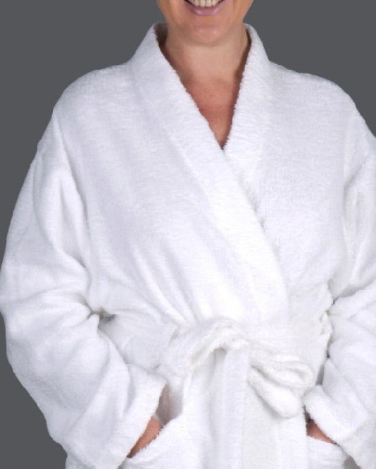 Club Classique 450gsm Unisex Collared and Kimono Towelling Bathrobes - White and Various Sizes - Lifespace