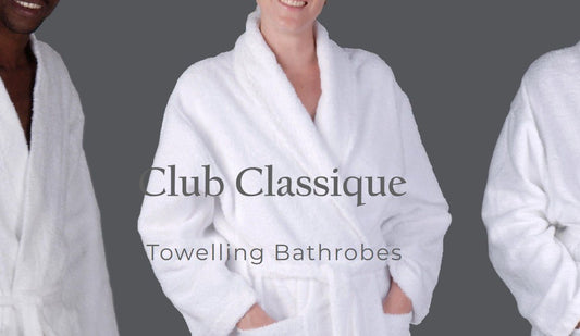 Club Classique 450gsm Unisex Collared and Kimono Towelling Bathrobes - White and Various Sizes - Lifespace