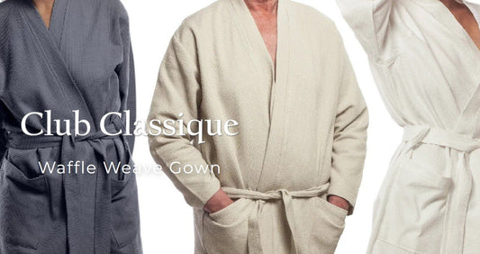 Club Classique Kimono Style Pure Cotton Waffle Weave Gown - Various Sizes and Colours - Lifespace