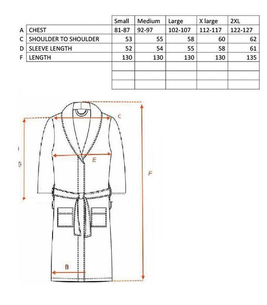 Club Classique Unisex Pure Cotton Velour Collared Bathrobes - Various Sizes and Colours - Lifespace