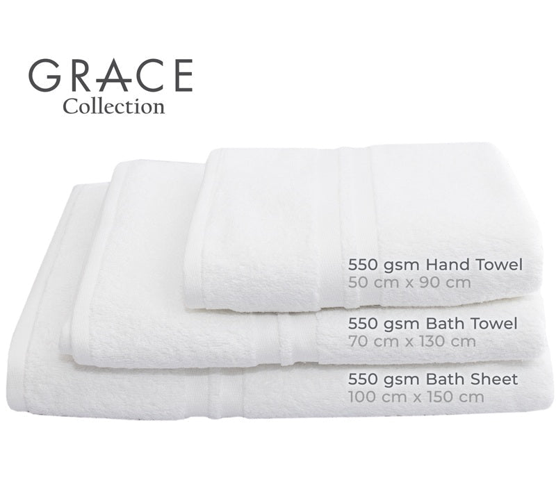 Grace Hospitality Woven 550gsm Towel Range by Club Classique - Various Sizes and Colours - Lifespace
