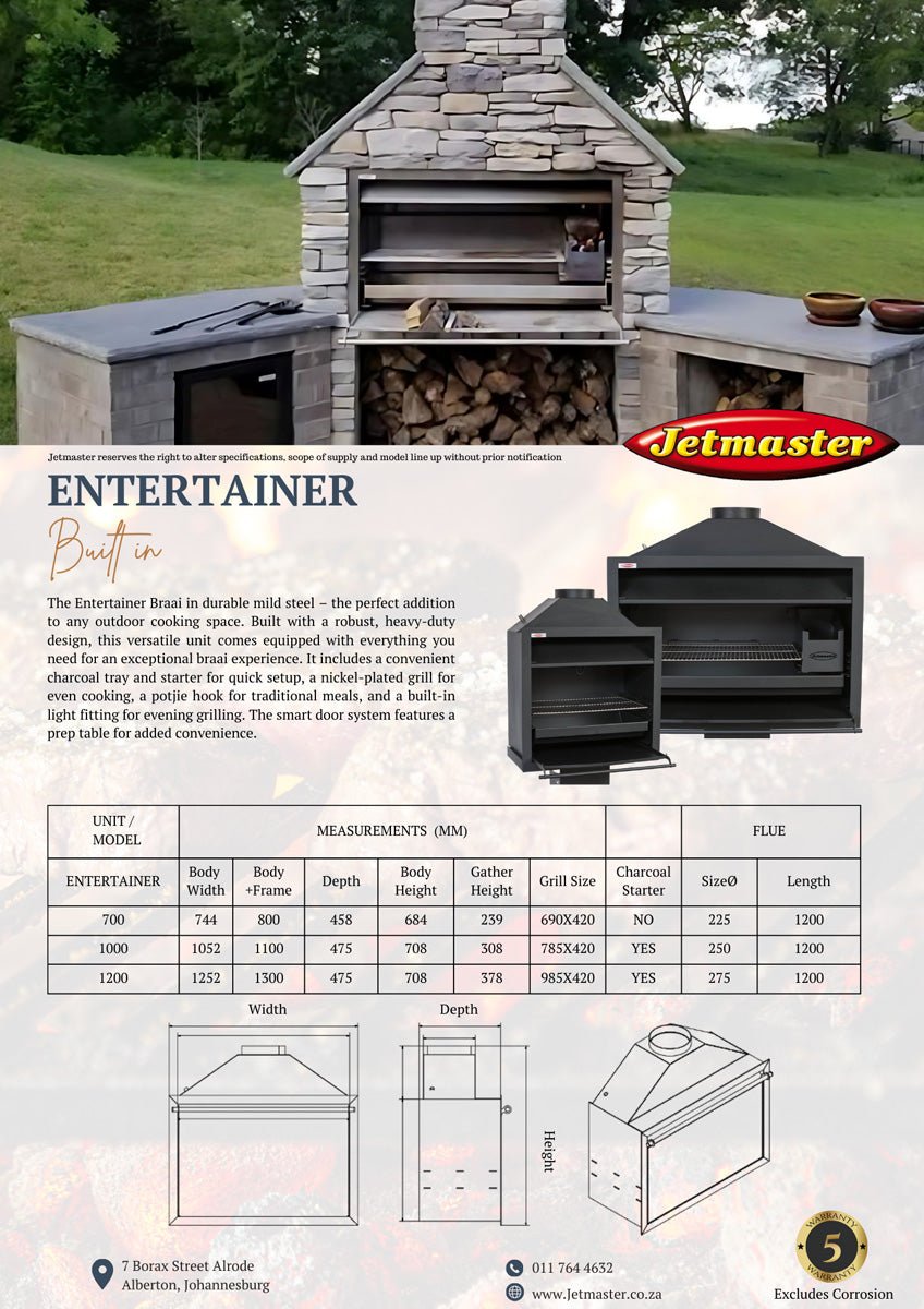 Jetmaster 1000 Entertainer Series Unibraai Built - in Braai - Various Configuration Options - Lifespace