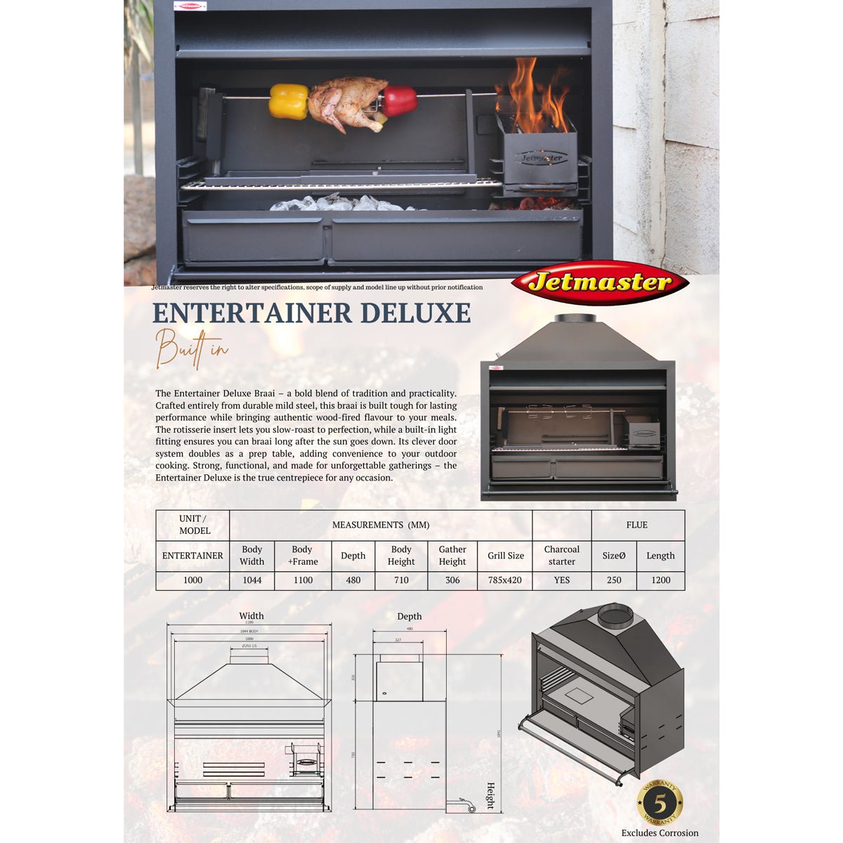 Jetmaster 1000 Entertainer Series Unibraai Built - in Braai - Various Configuration Options - Lifespace