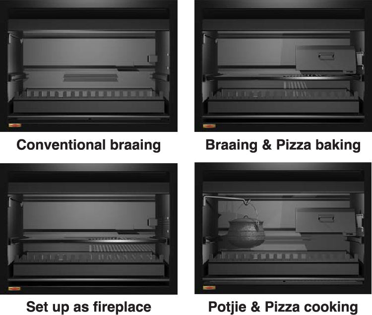 Jetmaster 4 - in - 1 Quadro Built - In Braai - Fireplace, Braai, Pizza Oven and Potjie Cooker - Lifespace