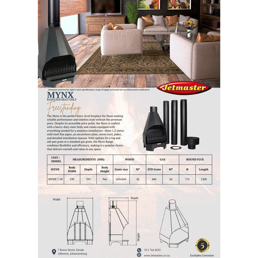 Jetmaster 7 - 50 Mynx Complete Freestanding Fireplace - Package Deal! - Lifespace