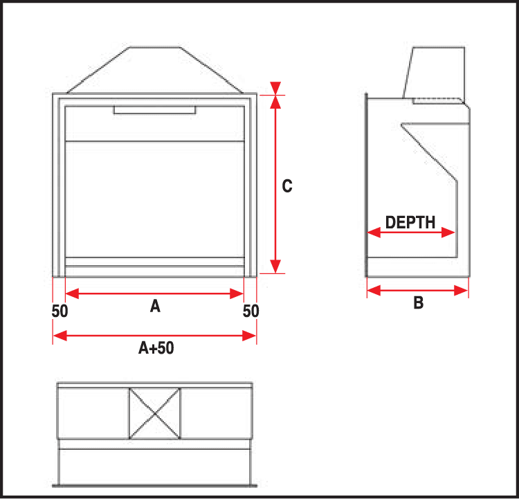 Jetmaster 850, 1050, 1200 and 1500 Series Professional Universal Built - In Fireplace Range - Various Options - Lifespace