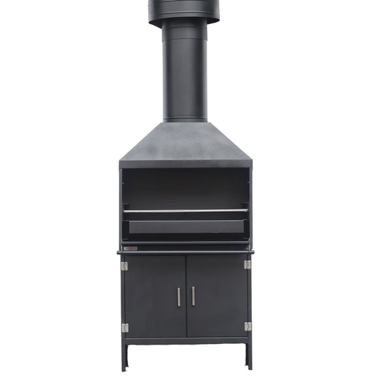Jetmaster 850 Series Cabinet Freestanding Mild Steel Braai Including Flue Pipe and Storm Cowl - Lifespace