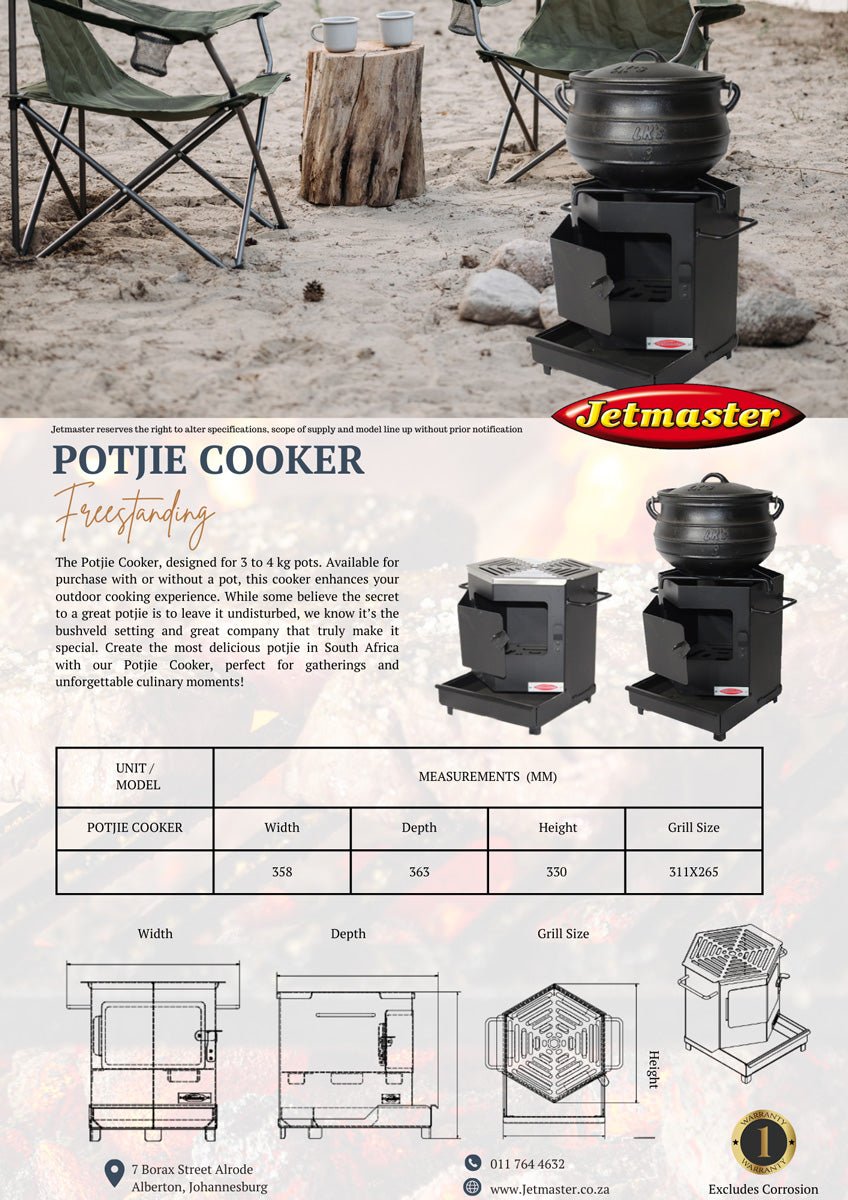 Jetmaster Heavy Duty Potjie Cooker with Ashpan - Lifespace