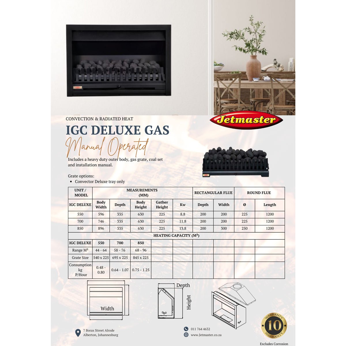 Jetmaster ICG Deluxe Remote Controlled Gas Built - In Fireplace - Various Size Options - Lifespace