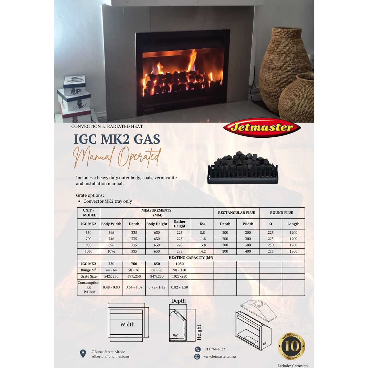 Jetmaster ICG MK2 Remote Controlled Gas Built - In Fireplace - Various Size Options - Lifespace