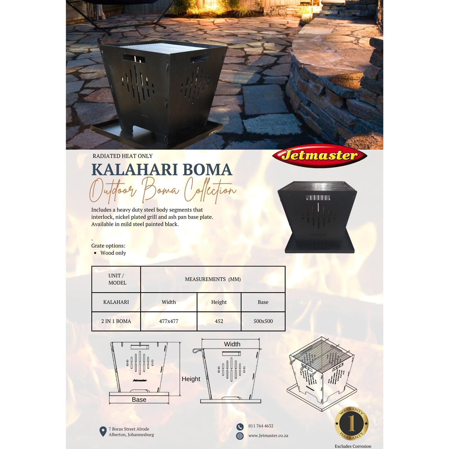 Jetmaster Kalahari 2 - in - 1 Patio Boma Fire Basket 500 - Lifespace