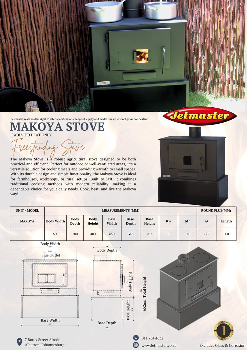 Jetmaster Makoya Radiated Heat Freestanding Stove - Fireplace - Perfect for Outdoor - Lifespace