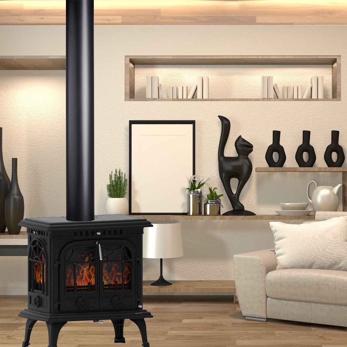 Jetmaster Panorama Series Freestanding Slow Combustion Fireplace - Lifespace