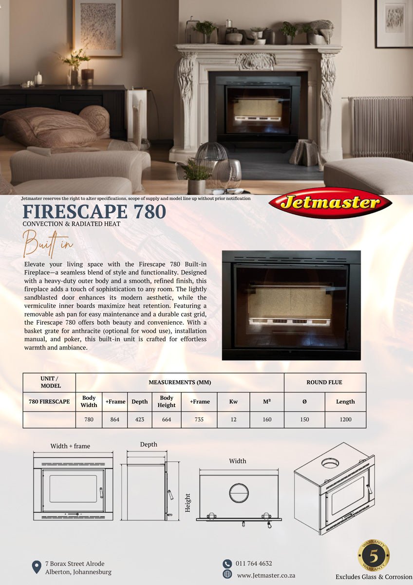 Jetmaster Phoenix Range Slow Combustion Fireplace - Built - In or Freestanding options - Lifespace