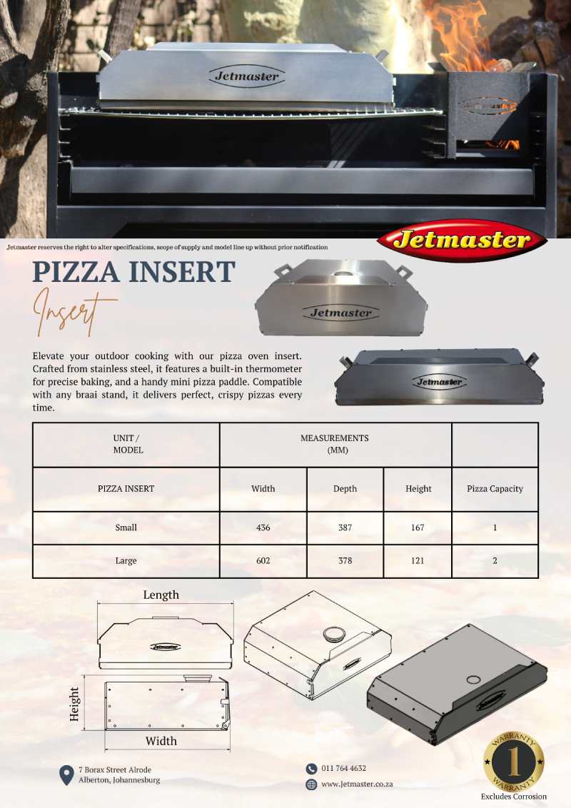 Jetmaster Stainless Steel Pizza Oven Insert - One or Two Pizza Options - Lifespace