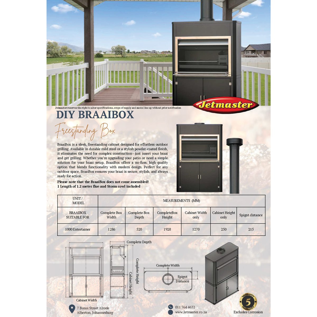 Jetmaster "The BraaiBox" Freestanding Mild Steel Braai Box/ Stand - Lifespace