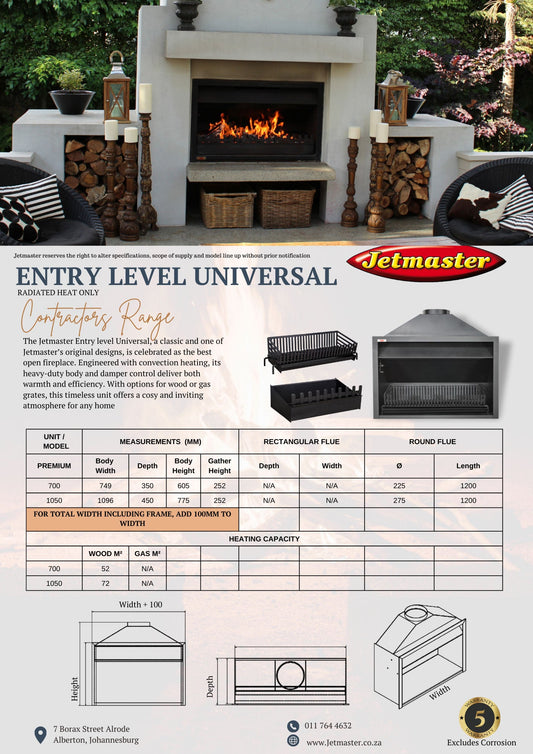Jetmaster Universal Contractor Range Premium Built - In Fireplace - Two Size Options - Lifespace