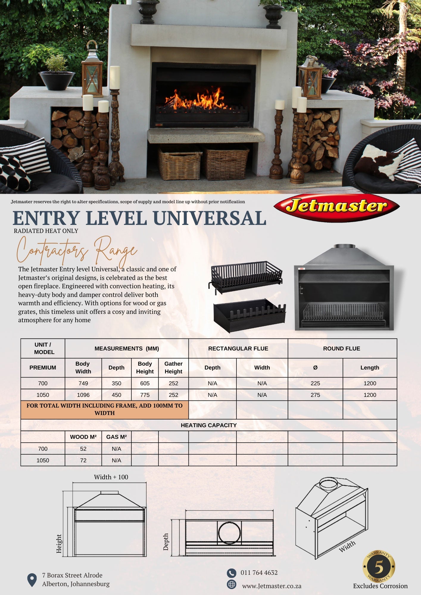 Jetmaster Universal Contractor Range Premium Built - In Fireplace - Two Size Options - Lifespace