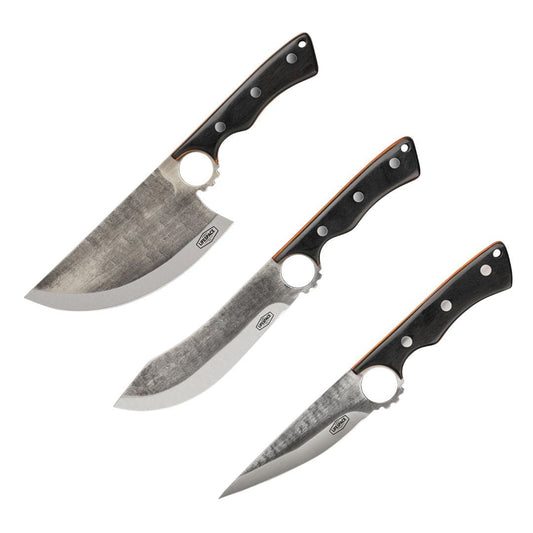 Lifespace 3 - Piece Forged Butcher Knife Set — Cleaver, Butcher & Boning Knife with Sheaths - Lifespace