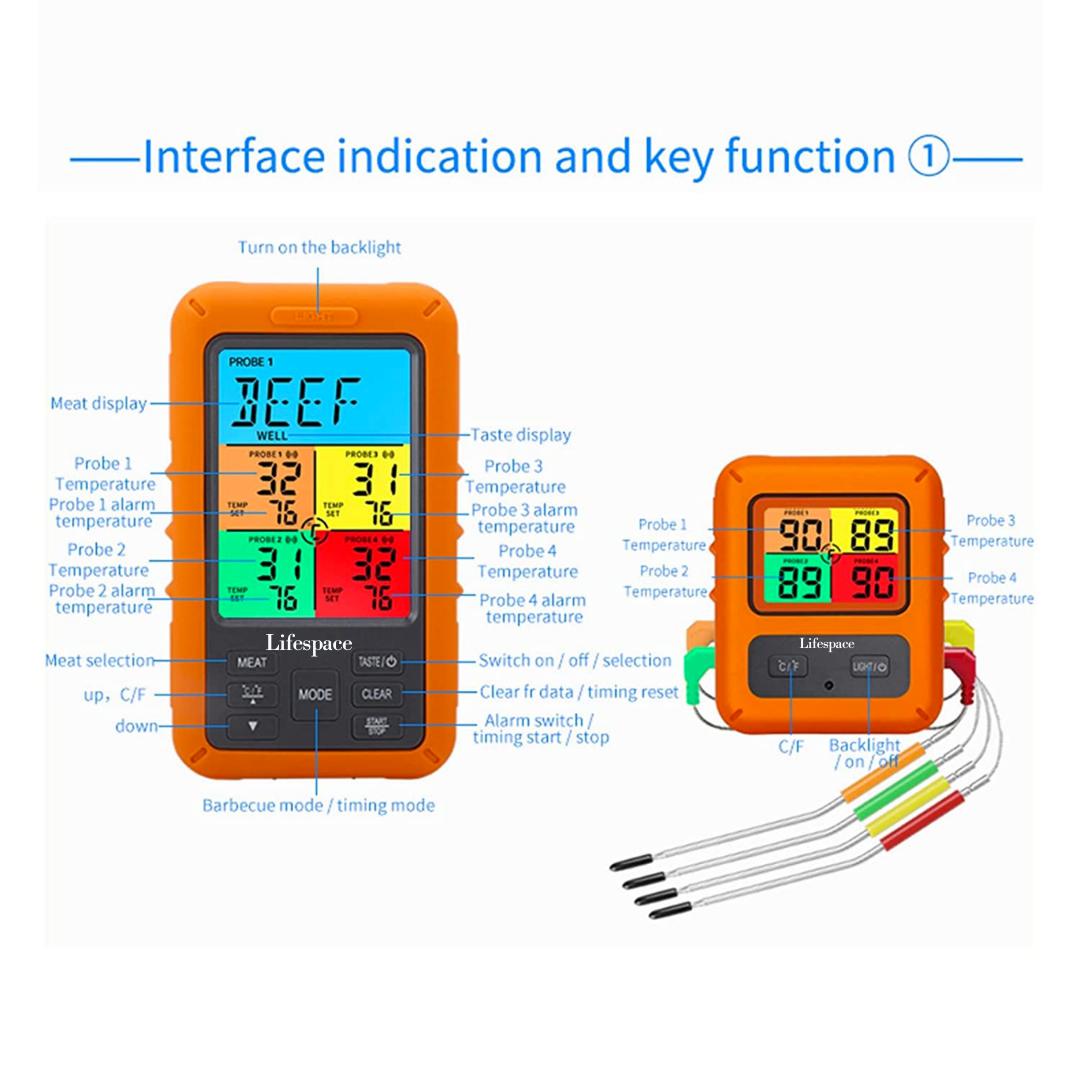 Lifespace Ultimate Braai & Oven Thermometer Bundle – 4-Probe Wireless + Probe BBQ + Universal Replacement + Pizza/Oven Thermometer Set