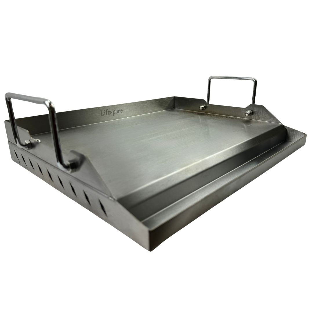 Lifespace 45cm Stainless Steel BBQ Flat Top Griddle + Stainless Steel Cleaner 400ml Bundle - Lifespace
