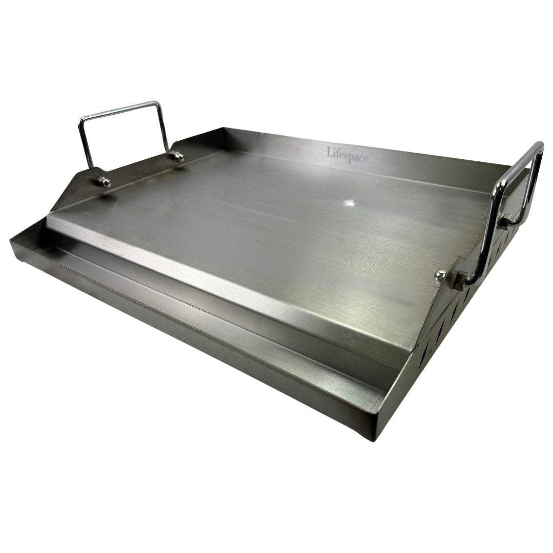 Lifespace 45cm Stainless Steel BBQ Flat Top Griddle + Stainless Steel Cleaner 400ml Bundle - Lifespace
