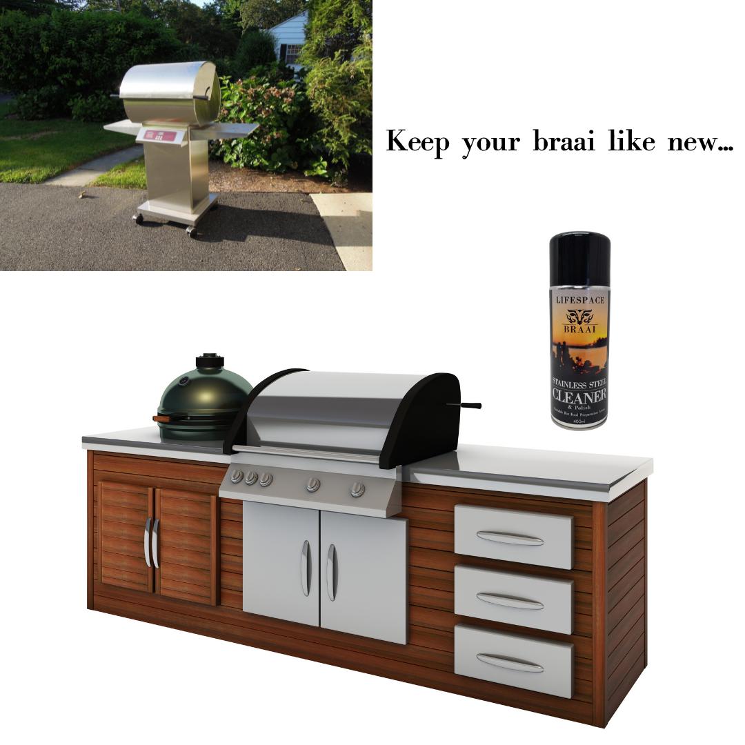 Lifespace 45cm Stainless Steel BBQ Flat Top Griddle + Stainless Steel Cleaner 400ml Bundle - Lifespace