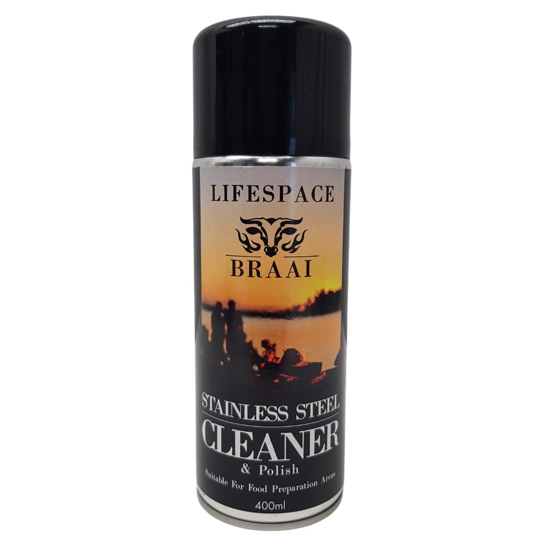 Lifespace 56cm Stainless Steel BBQ Flat Top Griddle and Stainless Steel Cleaner 400ml Bundle - Lifespace